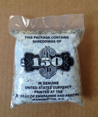 $150 U.  S.  Currency Taken Out Of Circulation - Real Shredded Money photo