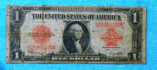 1923 $1 Ab Block Red Seal Demand Large Us Note Bill photo