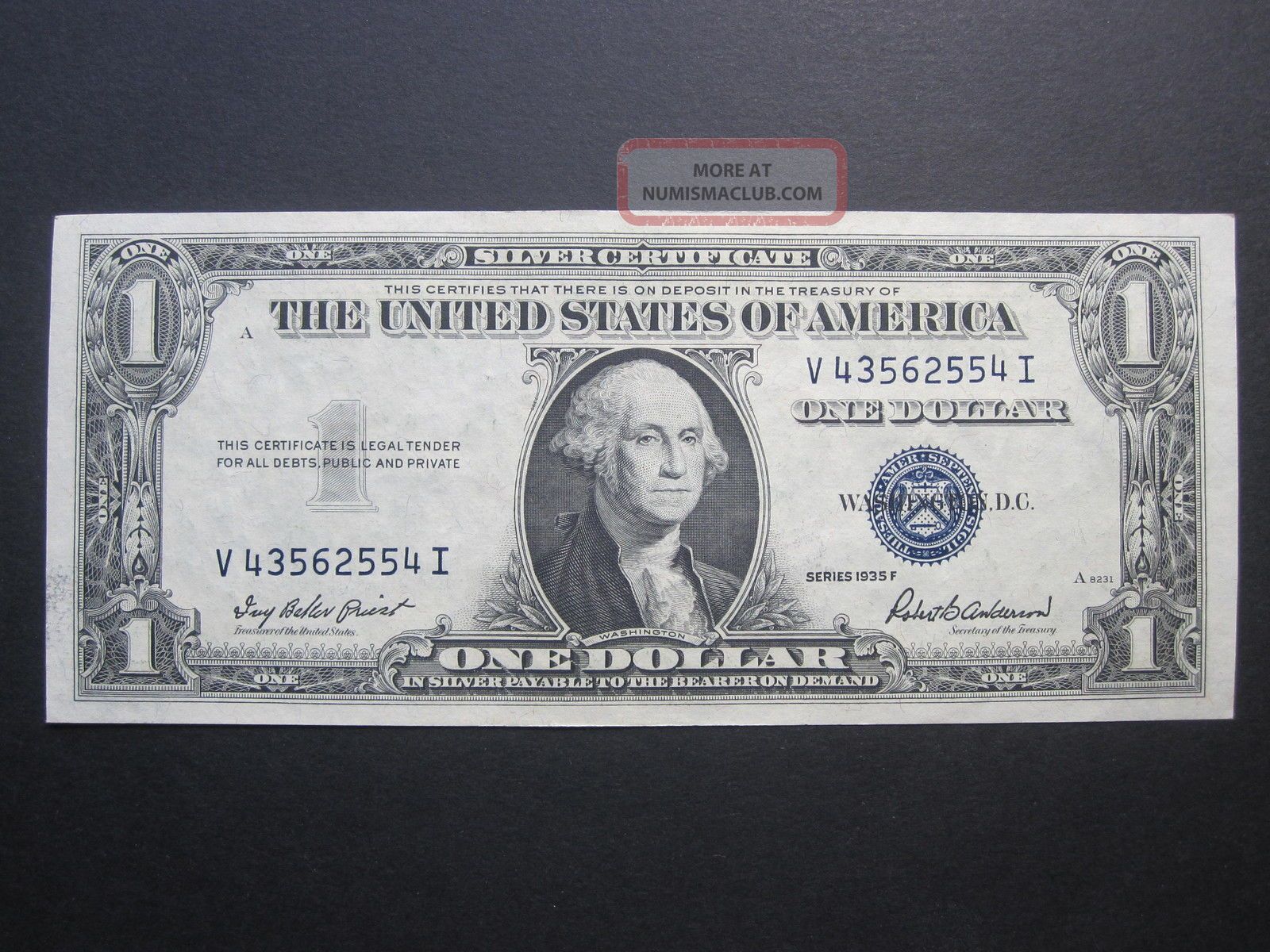 $1 1935f One Dollar Silver Certificate V I Old Paper Money Blue Seal Bill