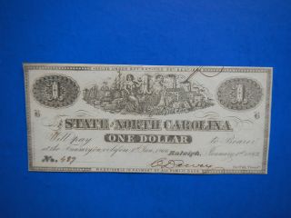 Civil War Confederate 1863 1 Dollar Bill Raleigh North Carolina Paper Money Note photo