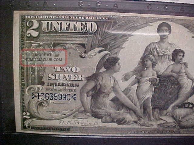 Fr 248 1896 $2 Silver Certificate Educational Cga Vf 25 Bruce & Roberts Large Size Notes photo
