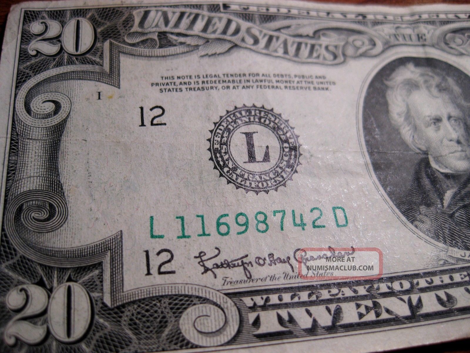 1950 20 Dollar Bill San Francisco