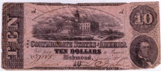 The Confederate States Of America 1862 Ten Dollars photo