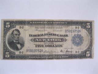 1918 York Five Dollar ($5) - National Currency Frnote photo