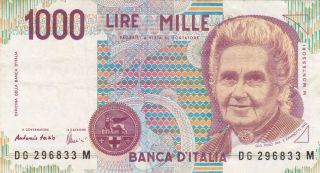 Italy: 1000 Lire,  1990 Issue,  P - 114a,  Maria Montessori photo