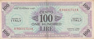 Italy: 100 Lire Allied Invasion Note,  Series 1943a,  Invasion Of Italy,  Wwii photo