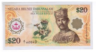 Brunei Singapore $20 40th Anni Commemorative Polymer Note 1st Series A1 983649 photo