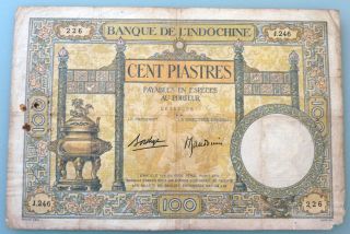 French Indochina 100 Piaster Money Banknote Incense Burner,  Greek Goddess 212 photo