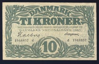 Denmark 1945 37c 10 Kroner Vf photo