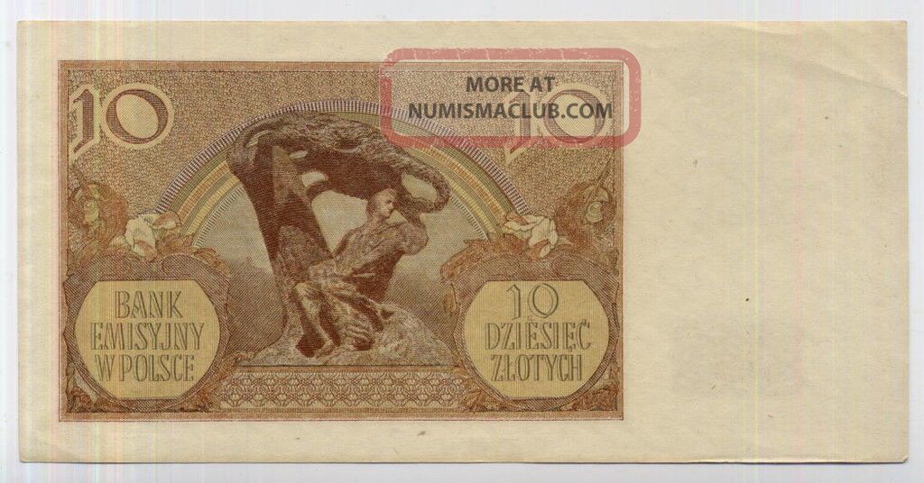 Poland 10 Zlotych 1940 Au Wwii Banknote