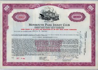 Monmouth Park Jockey Club Stock Certificate Jersey photo