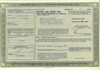 United Air Lines Inc.  Stock Certificate Ual American photo