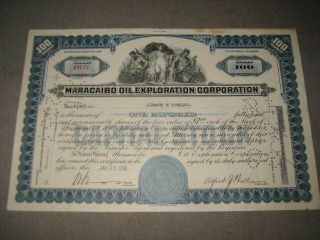 1952 Maracaibo Oil Exploration Corp.  Stock Certificate photo