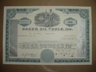Baker Oil Tools Inc.  Stock Certificate Gas California photo