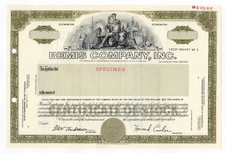 Specimen - Bemis Company,  Inc.  Stock Certificate photo