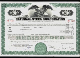 National Steel Corp Mishawaka Indiana (now Us Steel) Usd 1,  000 Bond 1977 photo