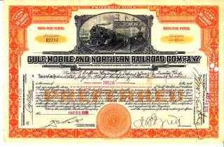 Gulf Mobile & North Rr Al Ms Tn Typei Stock Certificate photo