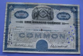 Stock Certificate For The Erie Railroad Comany 1950 photo