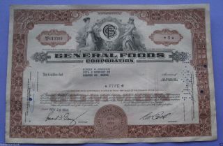 Stock Certificate For General Foods Corporation 1966 photo