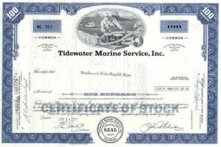 1970 Tidewater Marine Service Stock Certificate photo
