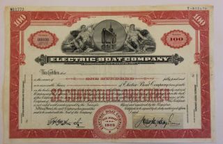1925 Electric Boat Co.  Stock Certificate Submarines Warship Vignette Rare Type 1 photo