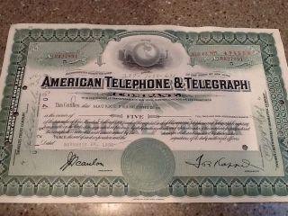 American Telephone & Telegraph Company Stock Certificate At&t Globe photo