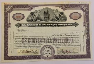 1925 Electric Boat Co.  Stock Certificate Submarines General Dynamics Rare Type 2 photo