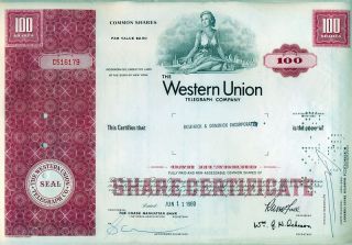 Western Union Telegraph Company Stock Certificate photo