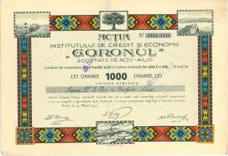 Romania Rumänien Share Aktie 1000 Lei 1925 
