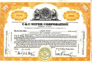 C & C Corporation 1954 Stock Certificate photo