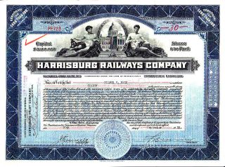 Harrisburg Railways Company Pa 1928 Stock Certificate photo