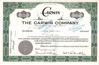 Carwin Company Ct 1960 Stock Certificate photo