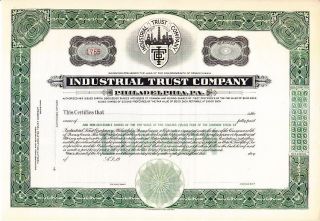 Industrial Trust Company Pa 19 - - Stock Certificate photo