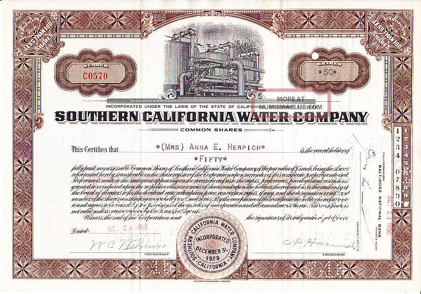 southern-california-water-company-ca-1950-stock-certificate