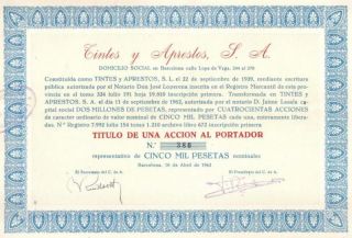Spain Bond 1963 Tintes Y Aprestos Co 5000 P photo