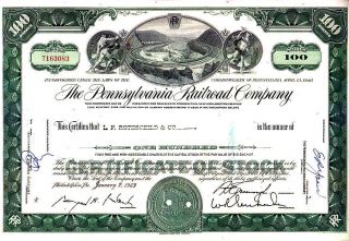 Broker Owned Stock Certificate: Lf Rothschild Co,  Payee; Pennsylvania Rr,  Issuer photo