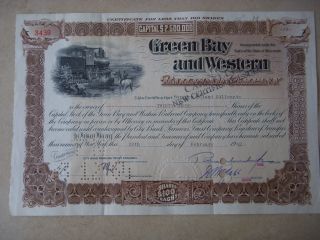 Green Bay And Western Railroad Company Old Stock Certificate 33 Shares 1962 photo