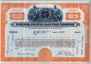 Federal Pacific Electric Company Stock Certificate Noark photo