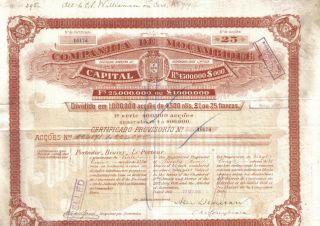 Africa Bond 1895 Company Of Mozambique 25 Shares £25 625 Francs Deco photo