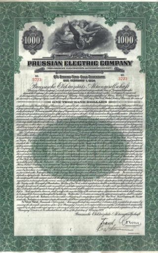 Germany Loan Gold Bond 1929 Prussian Electric Co $1000 Deco Coupons photo