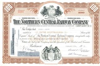 1971 Northern Central Railway Stock Certificate - Maryland Pennsylvania Railroad photo