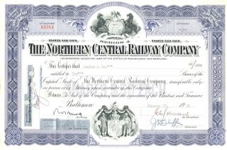 1959 Northern Central Railway Stock Certificate - Maryland Pennsylvania Railroad photo