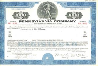 1971 Pennsylvania Company $1,  000 Bond Certificate - Pennsylvania Railroad photo
