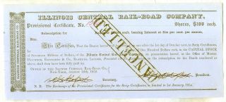 1852 Illinois Central Railroad Company Stock Certificate Bond photo