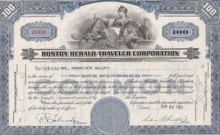 Boston Herald - Traveler Corporation. . . . . .  1955 Stock Certificate photo