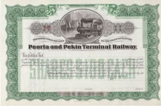 Peoria And Pekin Terminal Railway. . .  Early 1900 ' S Unissued Stock Certificate photo