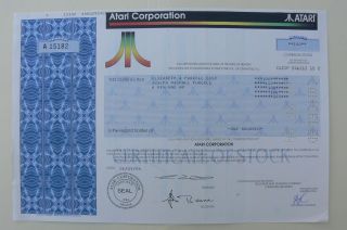 Gamers - Bankrupt Video Game Atari Stock Certificate Very photo