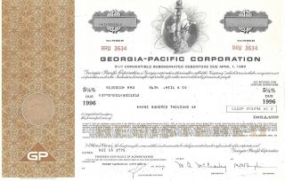 Georgia - Pacific Corporation. . . . . . .  Debenture Due 1996 photo
