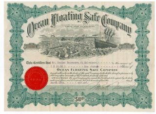Ocean Floating Safe Company 1917 Stock Certificate Collectible photo