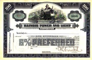 Illinois Power And Light Il 19 - - (unissued) Stock Certificate photo